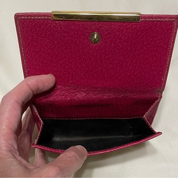 Gucci Authentic Vintage Mono Fabric Compact Wallet, Pink Leather Trim & Interior - Picture 10 of 14